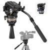 NEEWER Video Tripod Fluid Head w/ 6 Level Dynamic Counterbalance, 4 Level Pan/Tilt Damping, Handle, 75mm Base, Metal Heavy Duty QR Plate Compatible with DJI RS Gimbals, Max Load 18lb, TH45 view 1