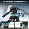 NEEWER Video Tripod Fluid Head w/ 6 Level Dynamic Counterbalance, 4 Level Pan/Tilt Damping, Handle, 75mm Base, Metal Heavy Duty QR Plate Compatible with DJI RS Gimbals, Max Load 18lb, TH45 view 3