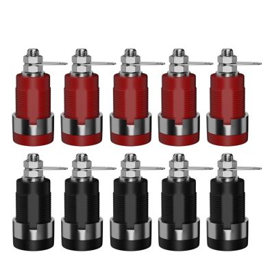 WUZDPRCJ 10PCS 4MM Banana Socket Binding Post Nut Banana Plug Jack Electrical Connector Terminal Test Hole Q.40018 (Color : 5 red 5 Black)
