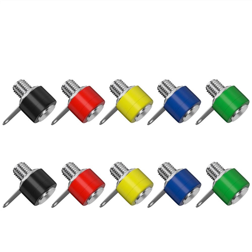 WUZDPRCJ 10PCS 4MM Banana Socket Binding Post Nut Banana Plug Jack Electrical Connector Terminal Test Hole Q.40011 (Color : 5 red 5 Black)