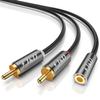 J&D 3.5mm to RCA Adapter Cable, Gold Plated 3.5mm Female to 2 RCA Male Stereo Audio Y Cable for Record Player, Speakers, Home Theater, Smartphone, MP3, 4 Feet view 1
