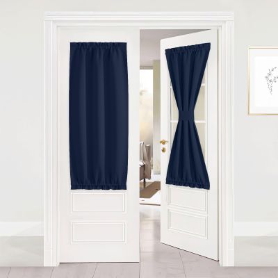 NICETOWN Navy Privacy French Door Small Window Curtains for Privacy