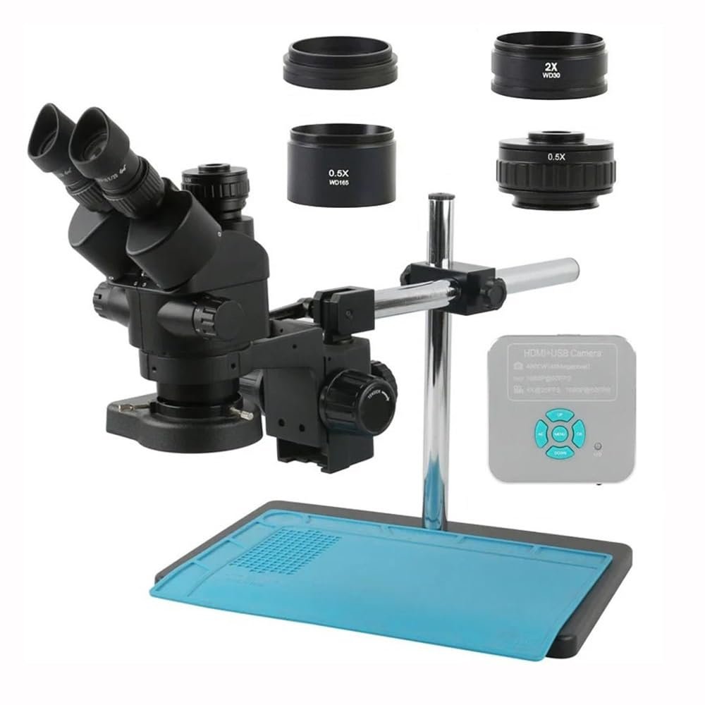ZTBH Microscope Accessories Kit 2K 4K 48MP 51MP HDMI USB 3.5-90X Zoom Trinocular Stereo Microscope Camera for Soldering PCB Jewelry Appraisal Carving Microscope Slides (Color : 48MP 4K 2K HDMI USB)