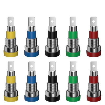 WUZDPRCJ 10pcs 4mm Banana Socket Binding Post Nut Banana Plug Jack Electrical Connector Terminal Test Hole J.40012 (Color : 5 red 5 Black)