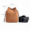 SXLINGDO Camera Lens Bag Small Padded Protective Pouch Cover Shockproof Case, Soft Camera Bag DSLR Insert Handbag Drawstring (Khaki B,16 * 10 * 20cm) view 3