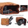 SXLINGDO Camera Lens Bag Small Padded Protective Pouch Cover Shockproof Case, Soft Camera Bag DSLR Insert Handbag Drawstring (Khaki B,16 * 10 * 20cm) view 4