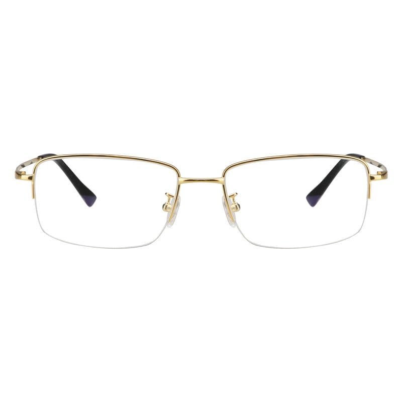 LAMBBAA Accessories Glasses Titanium Frame Glasses Classic Computer Flexible Anti Eyestrain For Men Women(gold,+1.00Magnification)