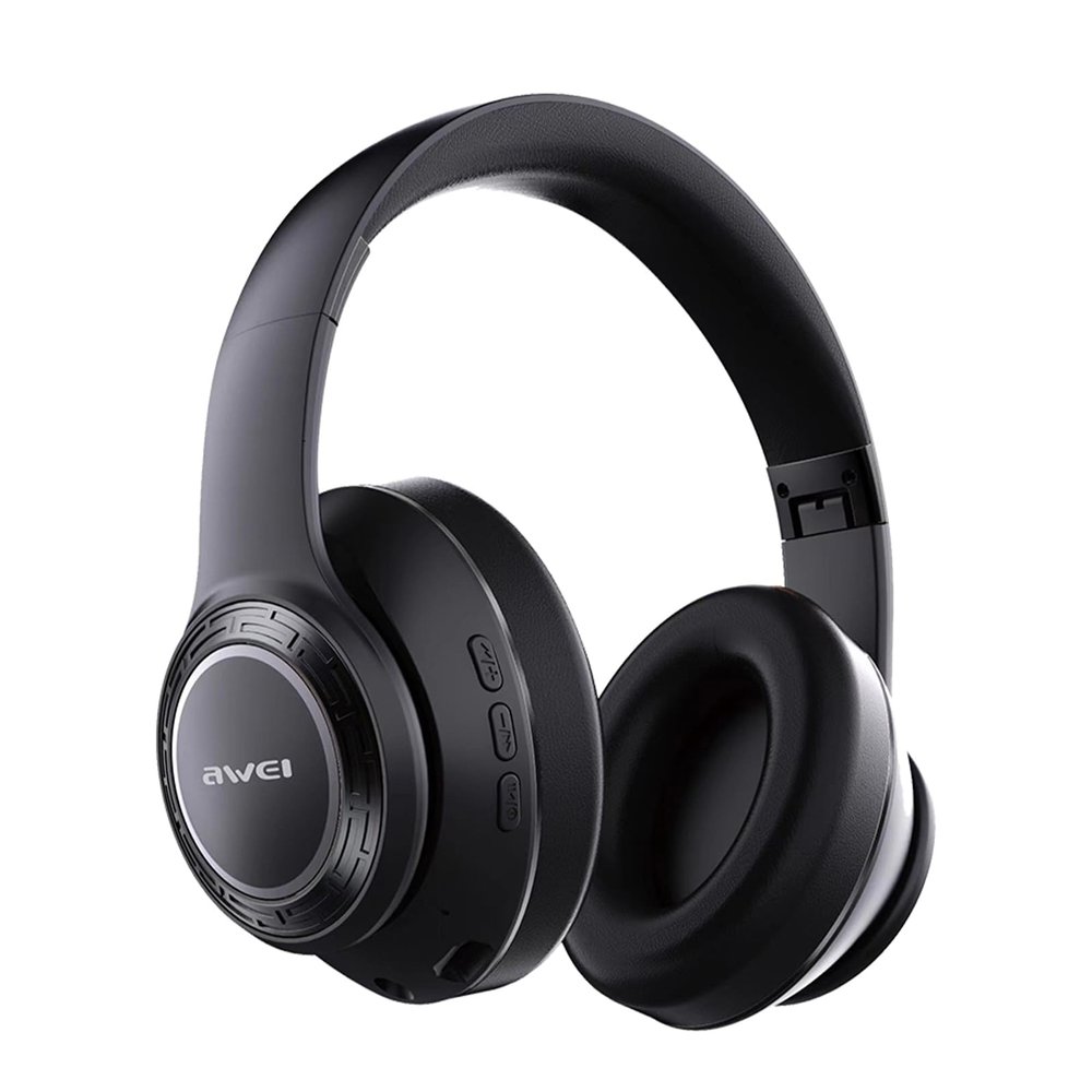 AWEI Over Ear Bluetooth HeadphonesLightweight Headphones 12 Hours of Play Time Stereo Headphones with Soft Protein Earpads for Cellphone/TV/PC/Home Office Blue Tooth Head Phone (Black)