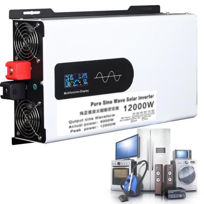 8000W/10000W/12000W(Peak) Pure Sine Wave Car Power Inverter DC 12V/24V/48V/60V/72V/96V to AC 110/220V with LCD Display,for Car Home Laptop Truck,12000W-72Vto110V