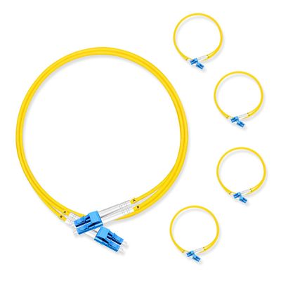 Lebrudos 5Pcs 1 Meter Fiber Optic Patch Cord LC UPC to LC UPC, Duplex Single Mode Fiber Cable Jumper OS2 G652D 9/125m, 1310nm/1550nm LSZH 3.0mm