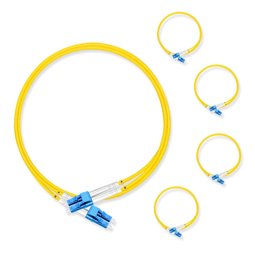 Lebrudos 5Pcs 1 Meter Fiber Optic Patch Cord LC UPC to LC UPC, Duplex Single Mode Fiber Cable Jumper OS2 G652D 9/125m, 1310nm/1550nm LSZH 3.0mm