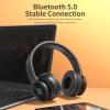 AWEI Noise Cancelling Headphones BluetoothHeadphones Bluetooth24H Playtime,Hi-Res Audio Deep Bass Comfort Fit Ear Cups for Travel, Home Office Over The Ear Headphones Black view 4