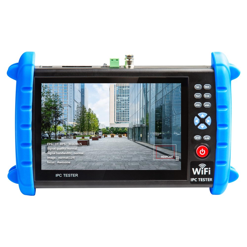 RAINLEOTI CCTV Camera Tester 7" IPS Touch Screen 6K 12mp IP Camera Tester CVBS Analog Camera Built-in WiFi with IP Discovery/POE/RJ45 Cable TDR Test/PTZ Control/HDMI Output/IPC Tester/Network Tool