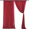 Pack of 6 Chiffon Backdrop Curtains Panels 5 x 8 FT - Apple Red view 2