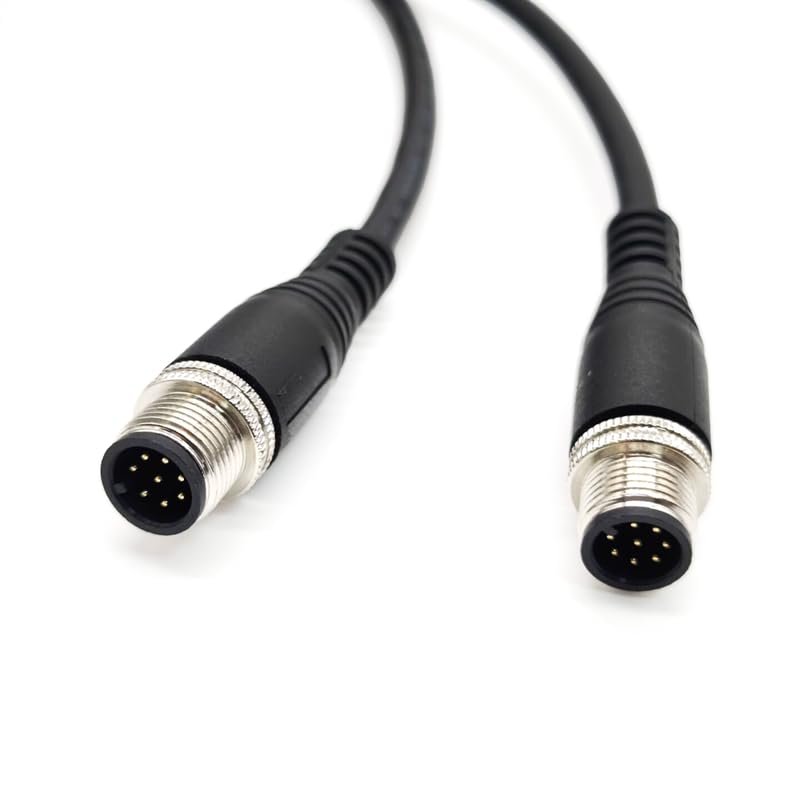 32.8FT M12 8Pins Double Male Connector Cable, A Code Molding Cable Double Male Head Aviation Sensor Electrical PVC Cable Industrial Molded Cable 30V 2A AWG2410Meter