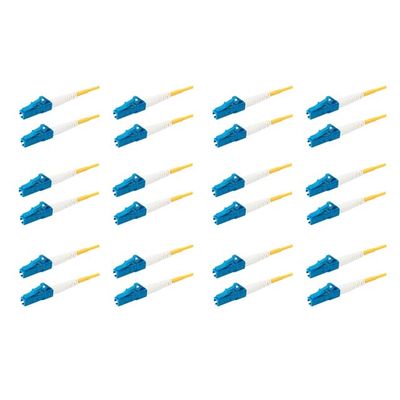 SpeedyFiberTX 12-Pack 3.5 Meter LC/UPC to LC/UPC 3.0mm Simplex Yellow Riser OFNR Fiber Patch Cable, Corning SMF-28 Singlemode 9/125um OS1/OS2 Compatible Ultra Optical Fiber