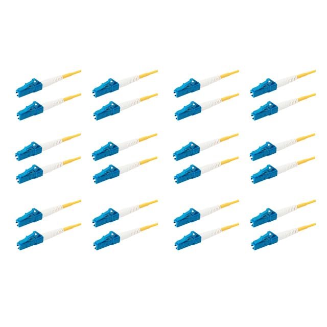 SpeedyFiberTX 12-Pack 8 Meter LC/UPC to LC/UPC 3.0mm Simplex Yellow Riser OFNR Fiber Patch Cable, Corning SMF-28 Singlemode 9/125um OS1/OS2 Compatible Ultra Optical Fiber