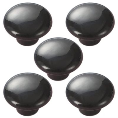 Ceramic Door Knobs,Ceramic Cabinet Knobs, 5 pcss Round Mushroom s, Ceramic Round Pulls for Drawer Closet Dresser Cupboard Wardrobe Furniture Door Kitchen (Color : Black)