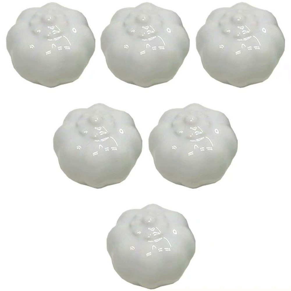 Ceramic Door Knobs,Ceramic Cabinet Knobs, 6 pcs Modern Cabinet Kitchen Cupboard Closet Handle Door, Pumpkins Furniture Handles (Color : White)