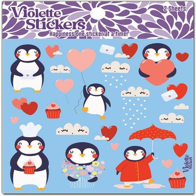 Penguin Love Stickers by Violette Stickers, White
