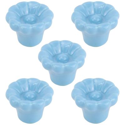 Ceramic Door Knobs,Ceramic Cabinet Knobs, 5 PCS Flower Shapes Cabinet Drawer Pulls Kitchen Drawer Pull Handles Door Knob for Dresser Cupboard Wardrobe Kitchen Floral Door Pull Handle Home Decor ( Colo