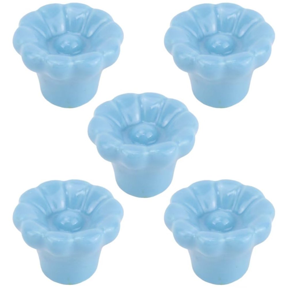 Ceramic Door Knobs,Ceramic Cabinet Knobs, 5 PCS Flower Shapes Cabinet Drawer Pulls Kitchen Drawer Pull Handles Door Knob for Dresser Cupboard Wardrobe Kitchen Floral Door Pull Handle Home Decor ( Colo
