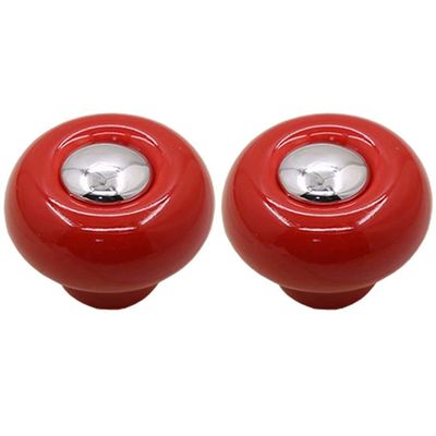Ceramic Door Knobs,Ceramic Cabinet Knobs, 2 pcs Ceramic Wardrobe Handle Door Handle for Kids, Cabinet Door Pull Furniture Hardwares (Color : Red)