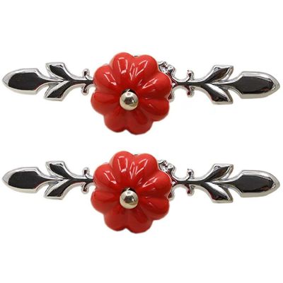 Ceramic Door Knobs,Ceramic Cabinet Knobs, 2 pcs Cute Pumpkin Cabinet Drawer Knobs Door Handle Pull with Screws for Kitchen Cabinets, Cupboards, Wardrobe, Drawer, Dresser, Bin, Chest etc (Color : Red