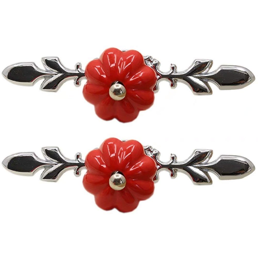 Ceramic Door Knobs,Ceramic Cabinet Knobs, 2 pcs Cute Pumpkin Cabinet Drawer Knobs Door Handle Pull with Screws for Kitchen Cabinets, Cupboards, Wardrobe, Drawer, Dresser, Bin, Chest etc (Color : Red