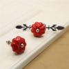 Ceramic Door Knobs,Ceramic Cabinet Knobs, 2 pcs Cute Pumpkin Cabinet Drawer Knobs Door Handle Pull with Screws for Kitchen Cabinets, Cupboards, Wardrobe, Drawer, Dresser, Bin, Chest etc (Color : Red view 3