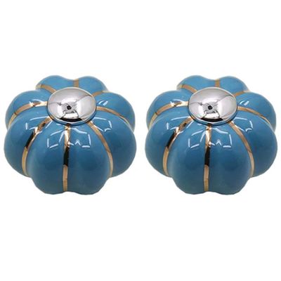 Ceramic Door Knobs,Ceramic Cabinet Knobs, 2 pcs Cabinet Door Pull Furniture Hardware Pumpkins, Pull Handle for Drawer Modern Kitchen Cabinet Dresser Knob (Color : Blue)