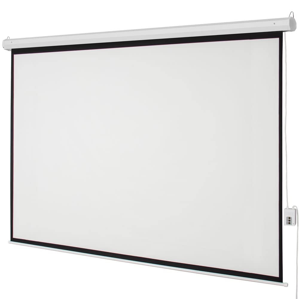 100" 4:3 80" x 60" Viewing Area Motorized Projector Screen with Remote Control, Dual Installation
