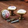 Ceramic Door Knobs,Ceramic Cabinet Knobs, 2 pcs European Garden Style Cabinet Drawer Pull Single Hole Knob Round Antique Bronzes Wardrobe Drawer Pull & Handle for Closet (Color : Style C) view 2