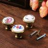 Ceramic Door Knobs,Ceramic Cabinet Knobs, 2 pcs European Garden Style Cabinet Drawer Pull Single Hole Knob Round Antique Bronzes Wardrobe Drawer Pull & Handle for Closet (Color : Style C) view 4