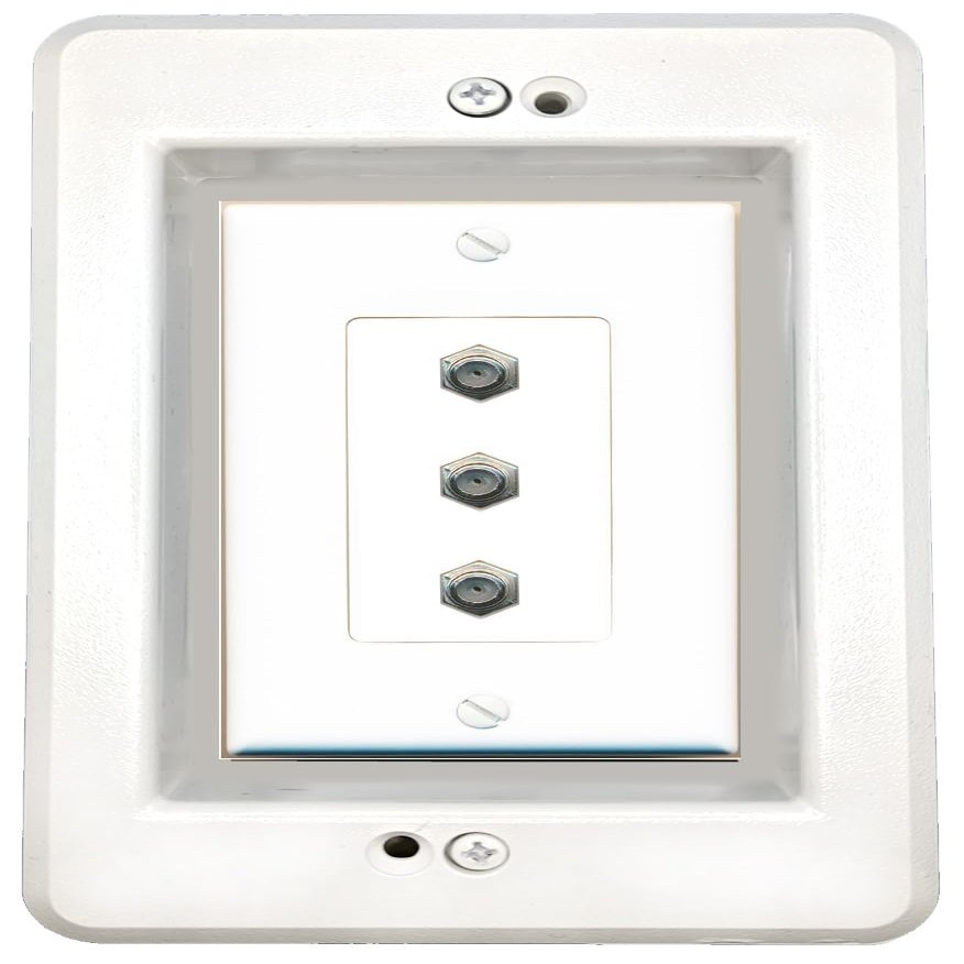RiteAV in-Wall Cable Management Kit Recessed Outlet 3 Coax Wall Plate