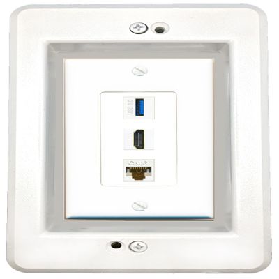 RiteAV in-Wall Cable Management Kit Recessed Outlet CAT6 HDMI USB-3 Wall Plate