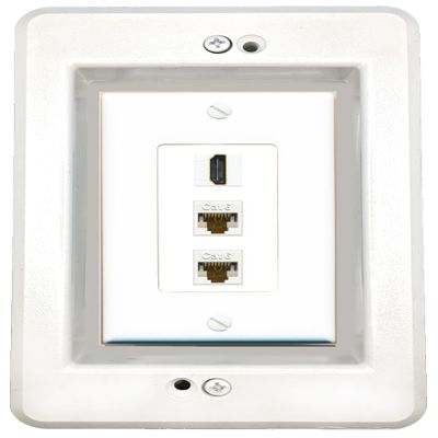 RiteAV in-Wall Cable Management Kit Recessed Outlet 2 CAT6 HDMI Wall Plate