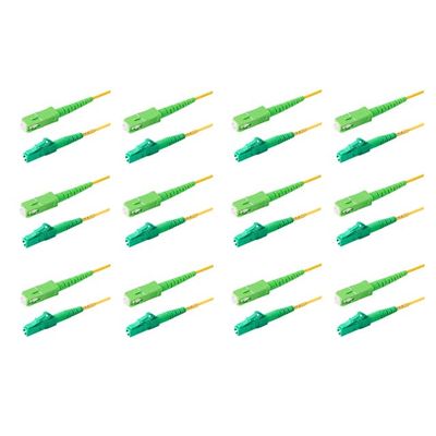 SpeedyFiberTX 12-Pack 250 Feet SC/APC to LC/APC 3.0mm Simplex Yellow Riser OFNR Fiber Patch Cable, Corning SMF-28 Singlemode 9/125um OS1/OS2 Compatible Ultra Optical Fiber