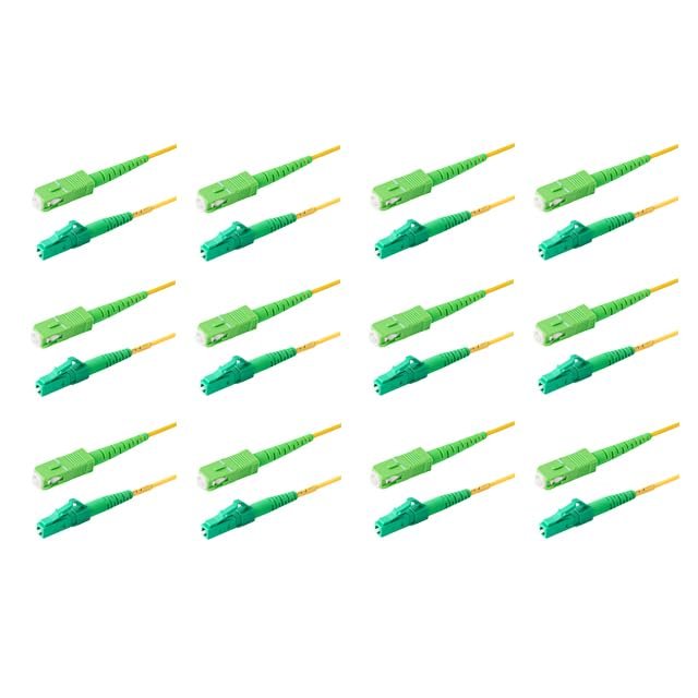 SpeedyFiberTX 12-Pack 250 Feet SC/APC to LC/APC 3.0mm Simplex Yellow Riser OFNR Fiber Patch Cable, Corning SMF-28 Singlemode 9/125um OS1/OS2 Compatible Ultra Optical Fiber