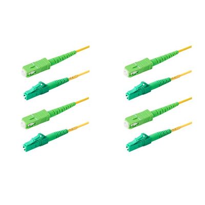 SpeedyFiberTX 4-Pack 300 Feet SC/APC to LC/APC 3.0mm Simplex Yellow Riser OFNR Fiber Patch Cable, Corning SMF-28 Singlemode 9/125um OS1/OS2 Compatible Ultra Optical Fiber