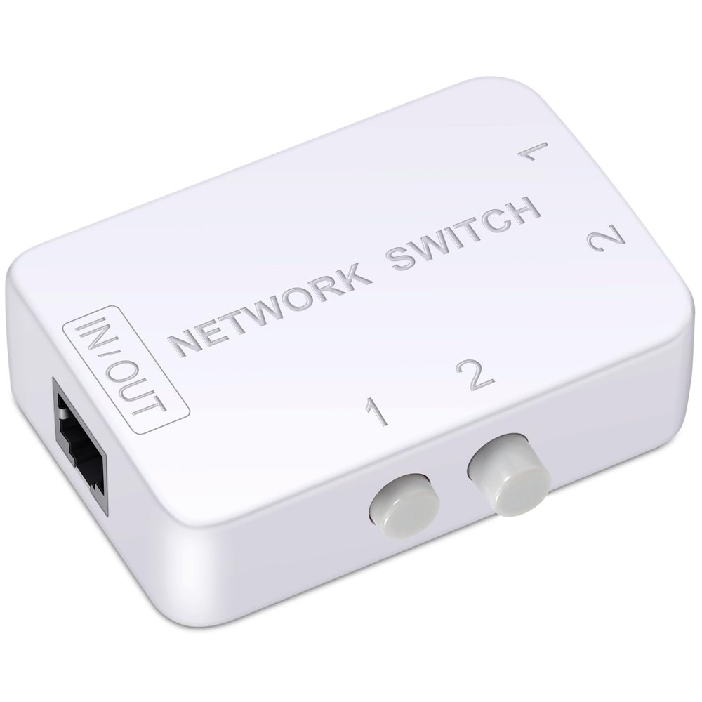 2 Ports Network Switch Splitter Selector RJ45 Network Switch 2x1 Ethernet RJ45 Network 2-in 1-Out or 1-in 2-Out 100M/500M