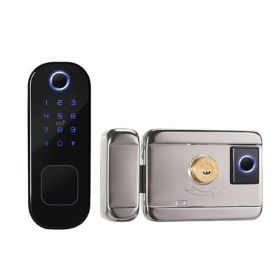 PiLTar Tuya WiFi Smart Lock Double-Sided Fingerprint Security Door Lock Wireless and Biometric Lock Encryption with Key (Color : Double Fingerprint)