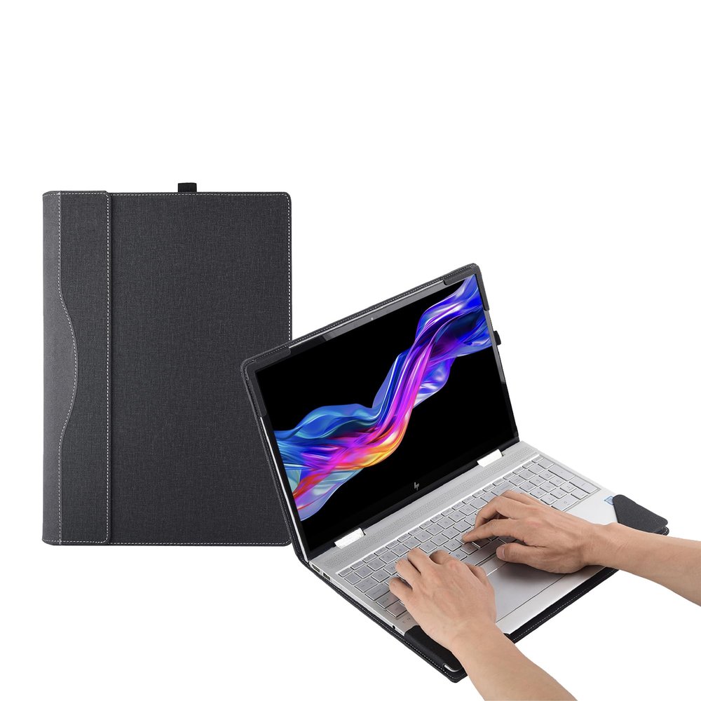 14 inch Laptop Case Cover for HP Laptop 14-ee 14t-ee 14-ep 14t-ep 14z-em 14-em & Envy x360 2-in-1 Laptop 14-ES 14t-ES 14-ek 14t-ek PU Leather Notebook PC Sleeve Detachable Protective Bag (Dark Grey)