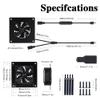 Xiaoqijia Dual 80mm Cabinet Cooling Fan - USB 5V/DC 12V Power, IPX5 Waterproof, 10-Speed Quiet System, 4" Size for Home Theater AV Cabinets, Greenhouse, Kennel & Computer Cooling (2 Fans) view 3