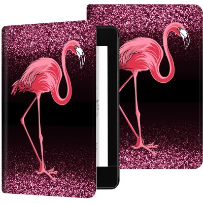 Case for 6.8" Kindle Paperwhite & Signature Edition(11th Generation, 2021/2023/2024 Release), PU Leather Adjustable Stand Cover, with Auto Wake/Sleep for Paperwhite Case 2023, Glitter Flamingos