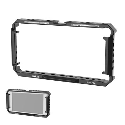DirectNine Basics PT6 Monitor Cage Nitze Cage with Built-in Cold Shoe and Built-in NATO Rail for PortKeys PT6 Monitor, Compatible with Original PortKeys PT6 Sunhood, JT-I02A
