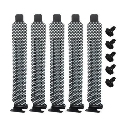 YS0911 5 Pieces PCI Slot Cover Hard Steel Dust Filter Blanking Plate Vented Slot Covers for Computer Case with Screws Cooling Fan