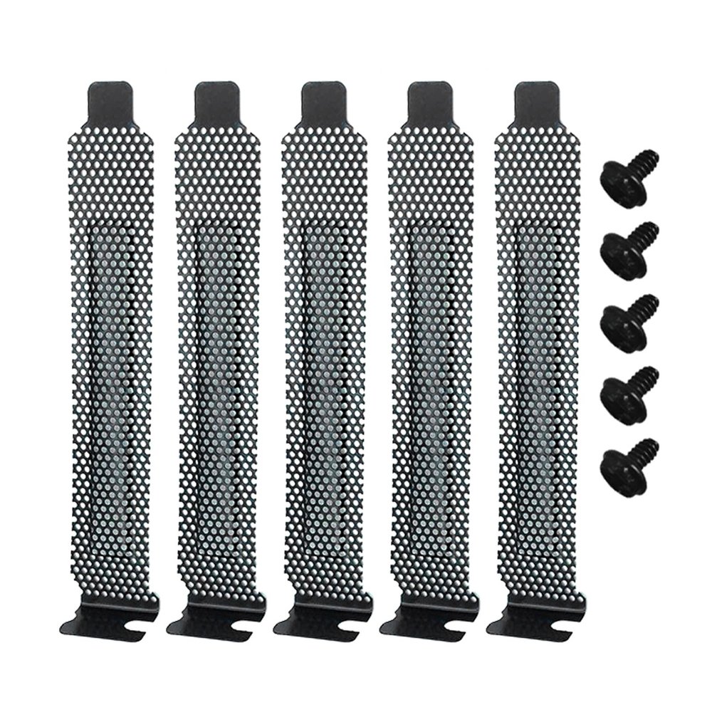 YS0911 5 Pieces PCI Slot Cover Hard Steel Dust Filter Blanking Plate Vented Slot Covers for Computer Case with Screws Cooling Fan
