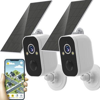 Security Cameras Wireless Outdoor Solar Powered WiFi System Waterproof with Night Vision Zoom Doorbell Blink 4K 5G (Host + Solar Power *2pcs)