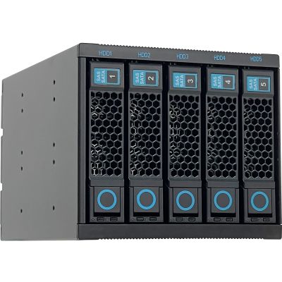 DirectNine Basics ZhenLoong 5 Bay Hot Swap Hard Drive Disk Cage Module 3.5-inch SATA SSD HDD Rack Cabinet Data Storage with HDD Backplane 6 Gbps for Three 5.25" Optical Drive Position